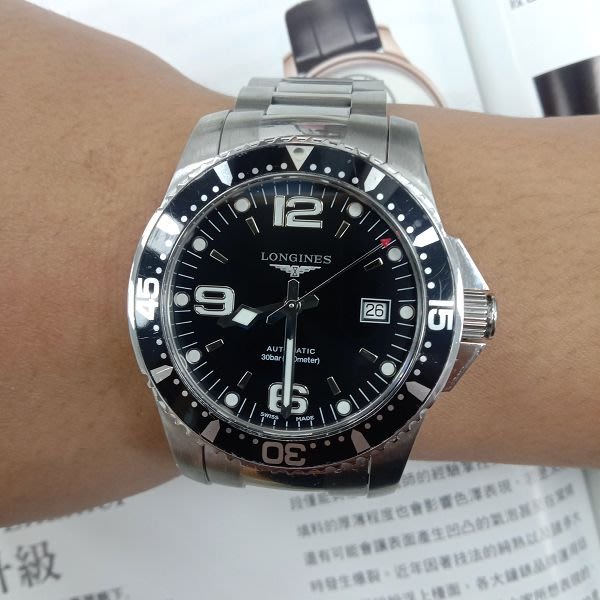 元泰流當品 原裝 LONGINES 浪琴 黑水鬼 不鏽鋼 自動 男錶 盒單齊 喜歡價可議 ZR532