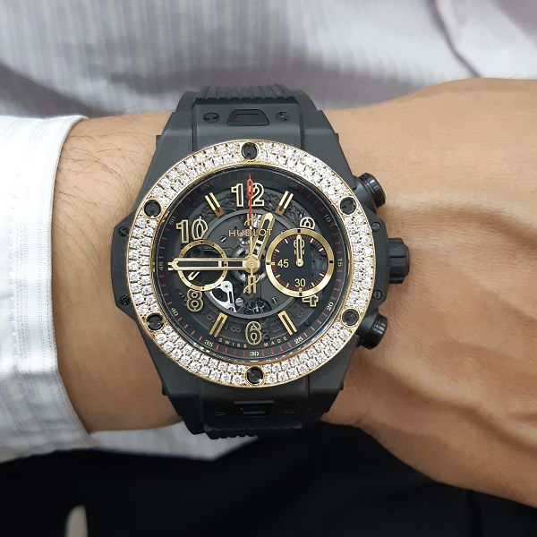 流當品拍賣 原裝 HUBLOT 宇舶 BIG BANG 鑽圈 48mm 自動 男錶 9成5新 盒單 喜歡價可議ZR423