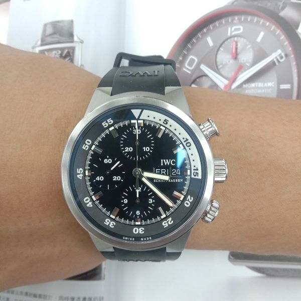 流當手錶拍賣 原裝 IWC 萬國 計時 日期 星期 三眼 自動 男錶 9成5新 喜歡價可議 ZR543