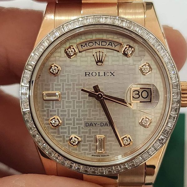 流當手錶拍賣 原裝 ROLEX 勞力士 118395BR 18K玫瑰金 方鑽圈 自動 男錶 9成9新 盒單齊UJ039